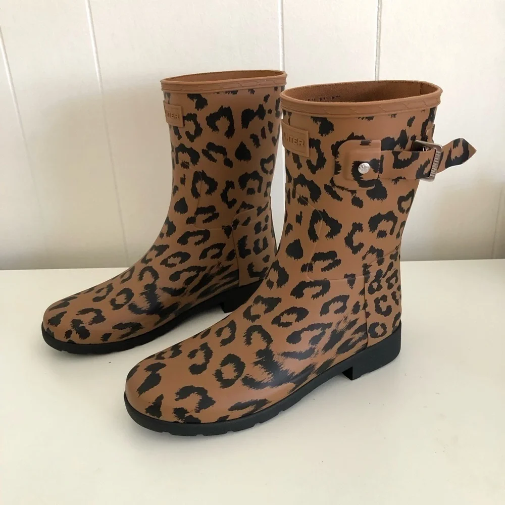Hunter Leopard Print Short Waterproof Rain Boot 6